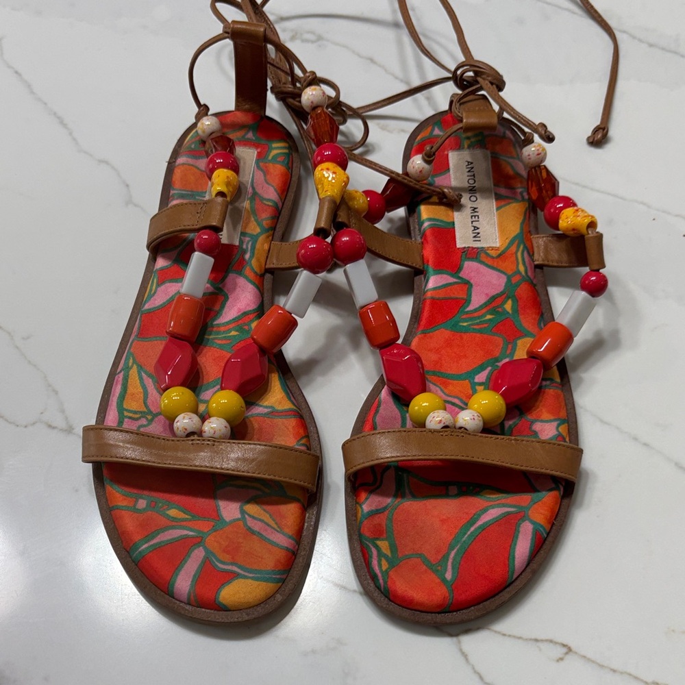 ANTONIO MELANI Multicolor Beaded Sandals - Picture 2 of 11